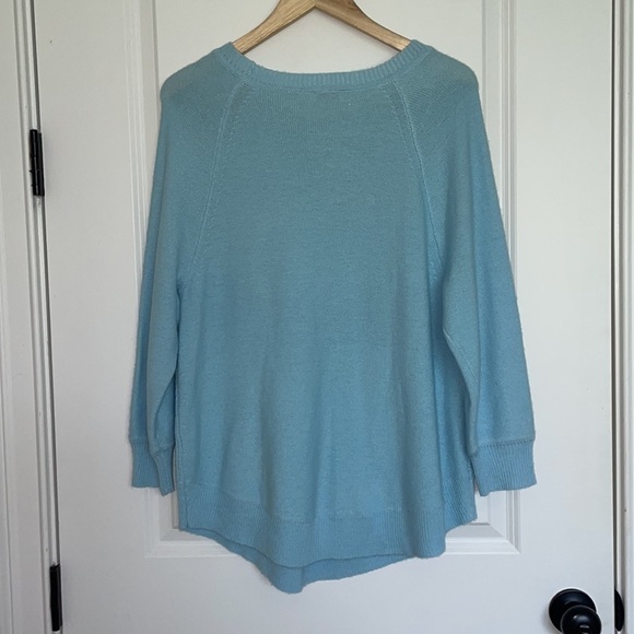 J. Crew Women’s Crewneck Cable Knit Tunic Sweater Light Blue M - Picture 4 of 6